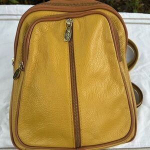 Yellow Leather Mid-Sized Backpack/Shoulder Bag Combo